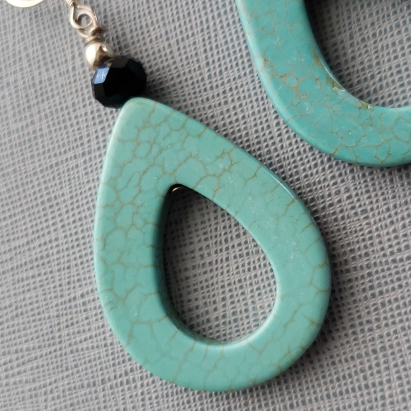 New Large Drop Turquoise Earrings - Picture 3 of 3